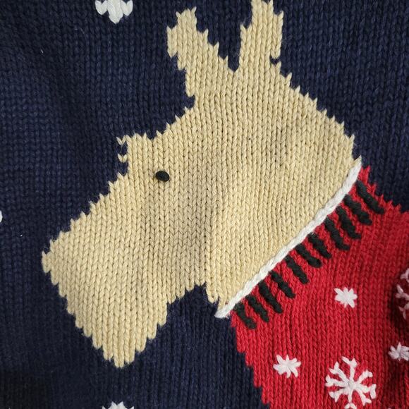 Liz Claiborne Christmas Sweater Blue Vintage Dog Scottie Snow Holiday Festive XL - Picture 5 of 14